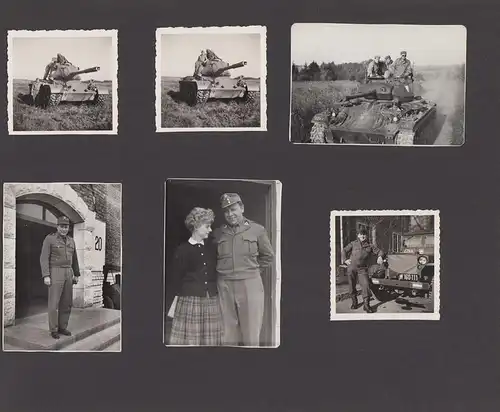 Fotoalbum mit 56 Fotografien Militär Österreich, Panzer, Panzerhaubitze, Geländewagen Willys Jeep, Radpanzer, Kfz u.a.