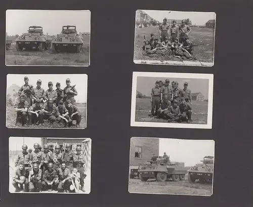 Fotoalbum mit 56 Fotografien Militär Österreich, Panzer, Panzerhaubitze, Geländewagen Willys Jeep, Radpanzer, Kfz u.a.