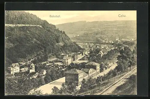 AK Calw, Bahnhof am Berg