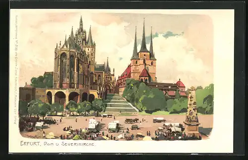 Künstler-AK Alexander Marcks: Erfurt, Dom und Severikirche
