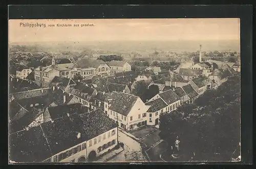 AK Philippsburg, Teilansicht vom Kirchturm aus gesehen