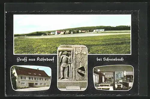 AK Kühedorf bei Schwabach, Gasthof und Pension Heidenberg, Innenansicht, Relief