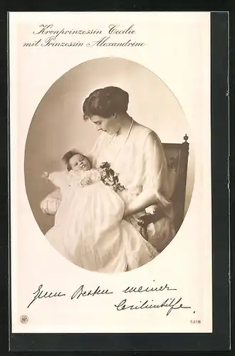 AK Kronprinzessin Cecilie mit Prinzen Alexandrine als Säugling
