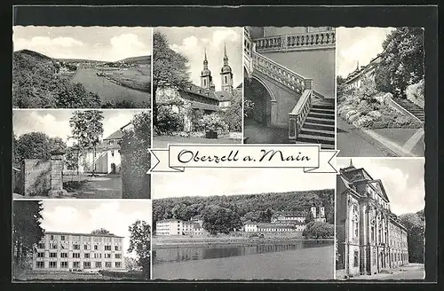 AK Zell / Main, Innen- und Aussenansicht vom Kloster Oberzell