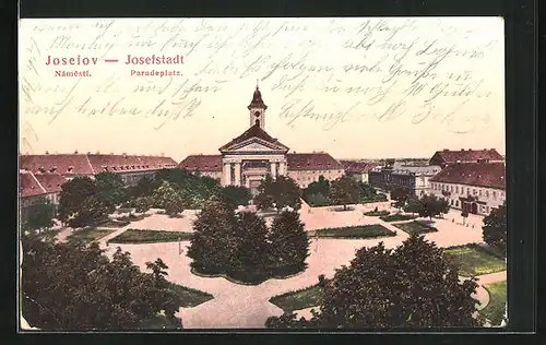 AK Josefstadt / Josefov / Jaromer, Paradeplatz mit Anlagen