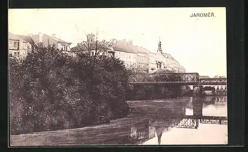 AK Josefstadt / Josefov / Jaromer, Ortspartie mit Brücke