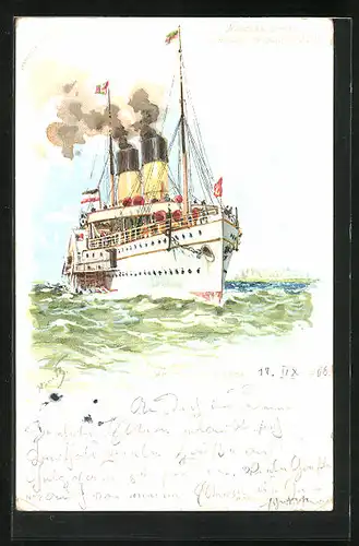 Künstler-AK Hans Bohrdt: Passagierschiff Cobra, Nordseelinie Hamburg-Heldoland-Sylt