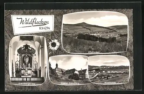 AK Wildflecken /Rhön, Gesamtansicht, Kloster Kreuzberg, Kreuzbergkirche