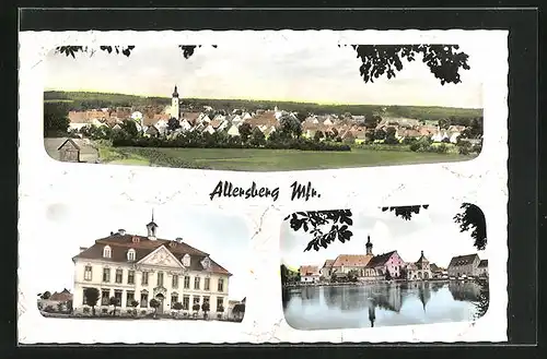 AK Allersberg /Mfr., Totalansicht, Rathaus, Kirche am See