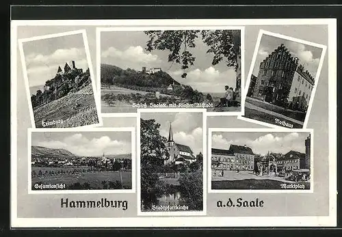 AK Hammelburg a.d. Saale, Schloss Saaleck, Marktplatz, Rathaus & Stadtpfarrkirche