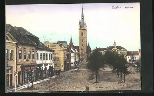 AK Cáslav, Namesti, Marktplatz mit Kirche