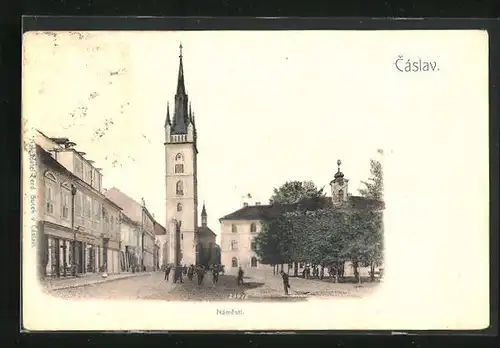 AK Cáslav, Namesti, Platz mit Kirche
