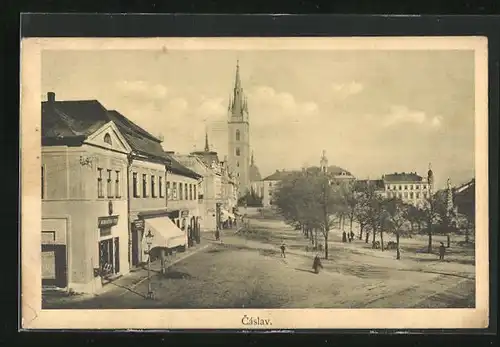 AK Cáslav, Marktplatz mit Kirche