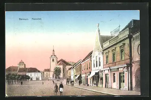 AK Beraun / Beroun, Namesti, Marktplatz im Abendlicht