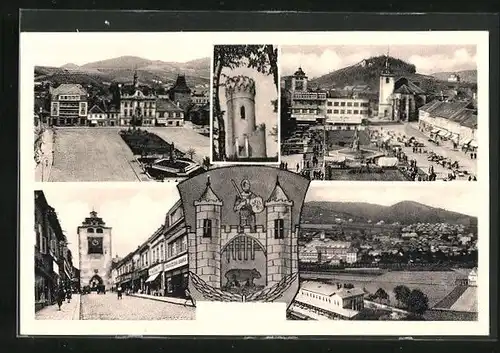 AK Beraun / Beroun, Marktplatz, Ortsansicht, Aussichtsturm