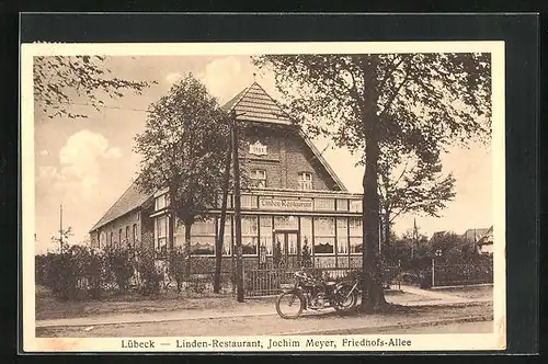 AK Lübeck, Linden-Restaurant Jochim Meyer, Friedhofs-Allee