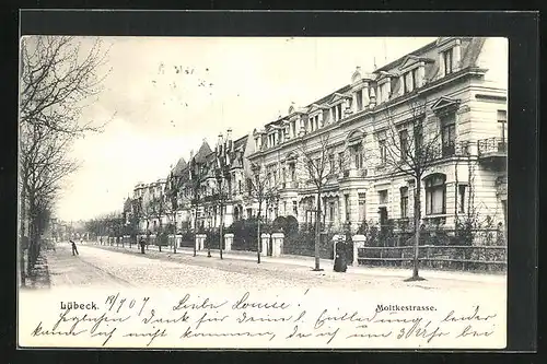 AK Lübeck, Partie an der Moltkestrasse
