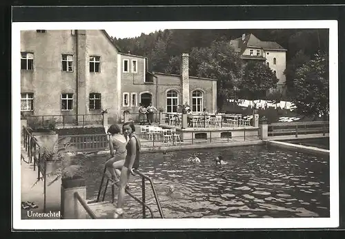 AK Unterachtel, Kurhaus und Familien-Schwimmbad