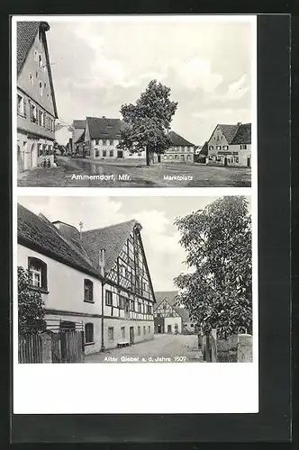 AK Ammerndorf /Mfr., Marktplatz, Alter Giebel aus dem Jahre 1607