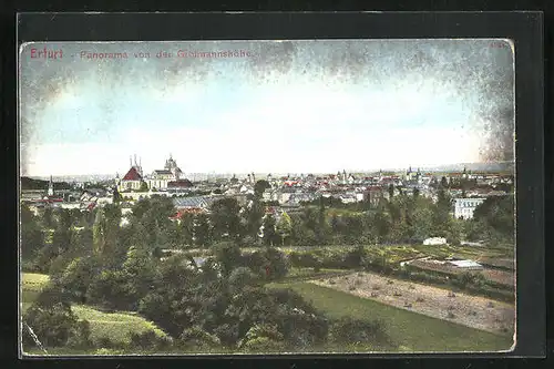 AK Erfurt, Panorama von der Grolmannshöhe