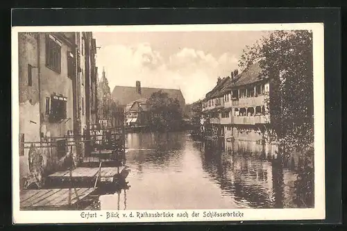 AK Erfurt, Blick von der Rathausbrücke nach der Schlösserbrücke