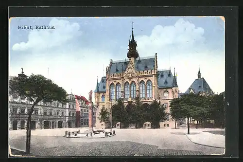 AK Erfurt, Rathaus mit Denkmal