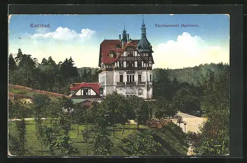 AK Karlsbad, Hotel Jägerhaus