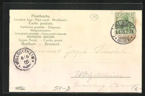 Lithographie Gutacherin, Markgräflerin und Schwarzwälderin in jeweiliger Tracht