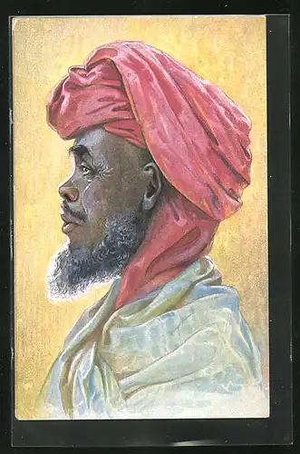 AK Ostafrika, Araber mit Turban und Bart