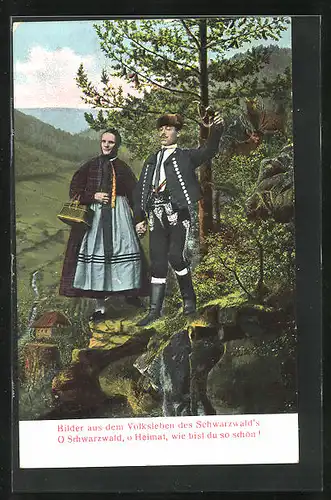 AK Schwarzwald, Paar in Schwarzwälder Tracht