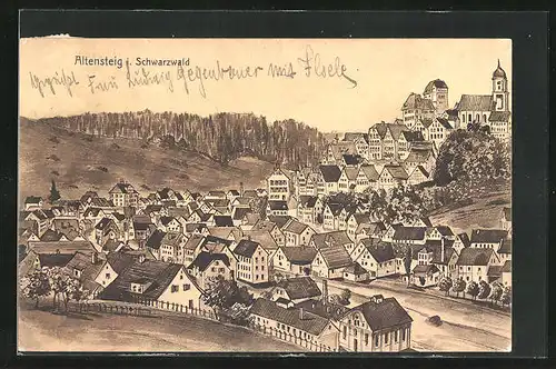 AK Altensteig /Schwarzwald, Panoramablick auf die Ortschaft