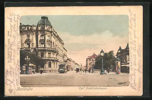 AK Karlsruhe, Blick in die Carl Friedrichstrasse