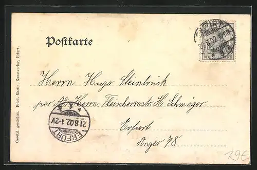 Künstler-AK Erfurt, Einmarsch der preussischen Truppen 1802, Neues Rathaus 1902