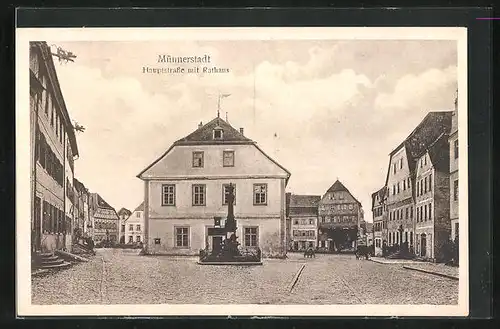 AK Münnerstadt, Hauptstrasse mit Rathaus