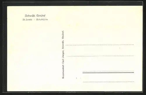 AK Schwäb. Gmünd, St. Loreto Schulküche, Innenansicht