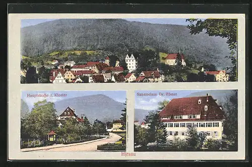 AK Hirsau, Hauptstrasse zum Kloster, Sanatorium Dr. Römer, Ortsansicht