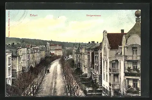 AK Erfurt, Strasse Steigergasse aus der Vogelschau