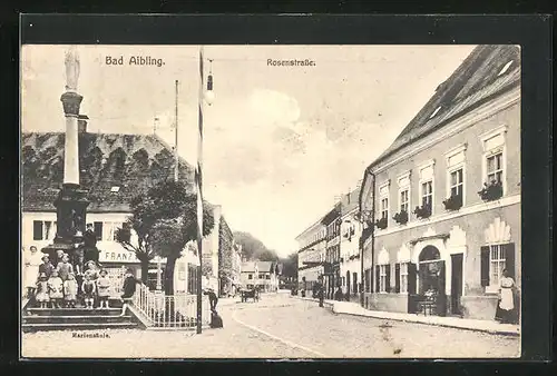 AK Bad Aibling, Rosenstrasse mit Mariensäule