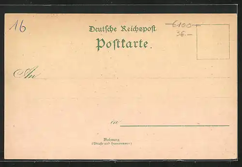 Lithographie Darmstadt, Preussisches Stabsgebäude, Post & Wach-Commando, Baracken Lager, Stabs u. Offiziers Gebäude