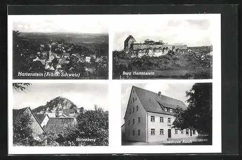 AK Hartenstein / fränk. Schweiz, Gasthaus zum goldenen Lamm, Burg Hartenstein, Hirtenberg