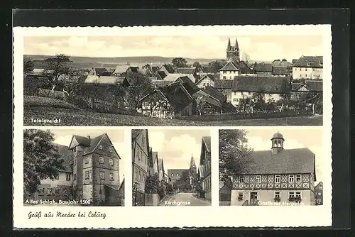 AK Meeder, Kirchgasse, Gasthaus Herppich, Altes Schloss