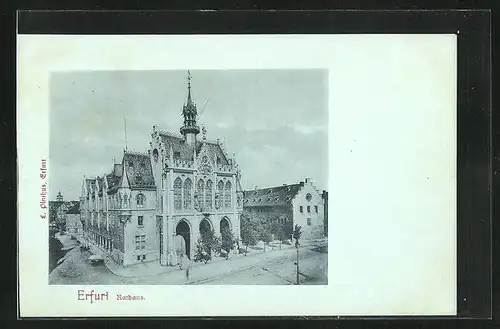 AK Erfurt, Strassenkreuzung am Rathaus