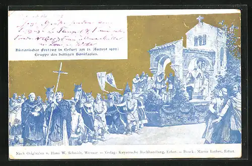 AK Erfurt, Historischer Festzug vom 21. August 1902, Gruppe des heiligen Bonifacius