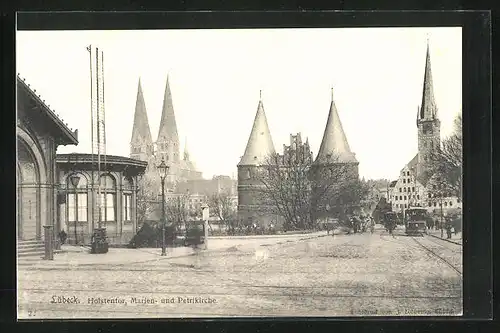 AK Lübeck, Holstentor, Marien- und Petrikirche
