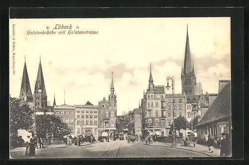 AK Lübeck, Holstenbrücke und Holstenstrasse