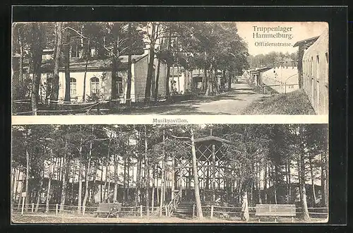 AK Hammelburg, Offiziersstrasse und Musikpavillon des Truppenlagers