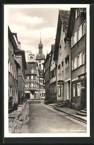 AK Lauda i. Baden, Friseur & Ladengeschäft Otto Weber in der Rathausstrasse