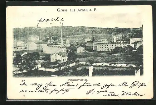 AK Arnau / Hostinne, Fabrikviertel aus der Vogelschau