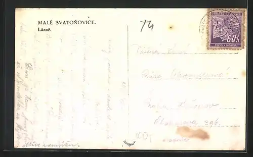 AK Malé Svatonovice, Lazne, Gasthaus Zaltman