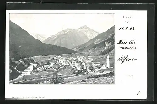 AK Lavin, Autograph von Prinz Alfons von Bayern
